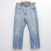 W34★古着 ジーンズ Levis リーバイス 505 メンズ 90年代 90s ヒゲ コットン USA製 紺 デニム【spe】 26mar24