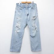 W33★古着 ジーンズ リーバイス Levis 505 メンズ クラッシュ コットン 薄紺 デニム【spe】 26apr17