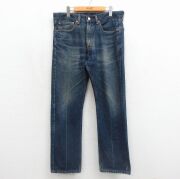 W35★古着 リーバイス Levis 505 メンズ ヒゲ コットン ネイビー デニム【spe】 26jun29