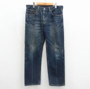 W35★古着 リーバイス Levis 505 メンズ ヒゲ コットン ネイビー デニム【spe】 26jun29