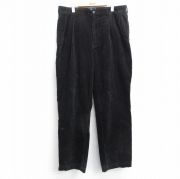 W38★古着 ラルフローレン Ralph Lauren ポロゴルフ ブランド コーデュロイ パンツ メンズ 90年代 90s 太畝 黒 ブラック 【spe】 25sep13 中古 ボトムス ロング