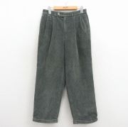 W30★古着 コーデュロイ パンツ メンズ 太畝 イギリス製 濃緑【spe】 26mar24