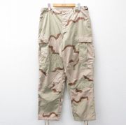 W34★古着 ミリタリー カーゴ パンツ メンズ リップストップ デザートカモ USA製 ベージュ 迷彩【spe】 26feb28