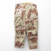 W38★古着 ミリタリー カーゴ パンツ メンズ デザートカモ チョコチップ USA製 ベージュ 迷彩【spe】 26feb28