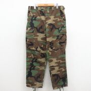 W34★古着 ミリタリー カーゴ パンツ メンズ 90年代 90s コンバット リップストップ ウッドランドカモ USA製 緑他 迷彩【spe】 26apr09