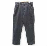W35★古着 ラングラー Wrangler ジーンズ メンズ 黒 ブラック デニム 25jul07 中古 ボトムス ジーパン Gパン ロング パンツ