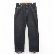 W35★古着 ラングラー Wrangler ジーンズ メンズ コットン 黒 ブラック デニム 25jul15 中古 ボトムス ジーパン Gパン ロング パンツ