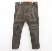 W37★古着 ラルフローレン Ralph Lauren ブランド ジーンズ メンズ 茶 ブラウン デニム すれ色むら加工 【spe】 25aug04 中古 ボトムス ジーパン Gパン ロング パンツ