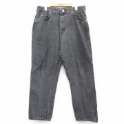 W36★古着 ラングラー Wrangler ジーンズ メンズ 90年代 90s コットン USA製 黒 ブラック デニム 【spe】 25aug06 中古 ボトムス ジーパン Gパン ロング パンツ