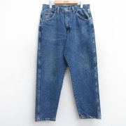 W32★古着 ラングラー Wrangler ジーンズ メンズ 90年代 90s ヒゲ テーパード コットン USA製 紺 ネイビー デニム 【spe】 25aug13 中古 ボトムス ジーパン Gパン ロング パンツ