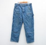 W34★古着 ペインター パンツ メンズ ダブルニー コットン カナダ製 紺 ネイビー デニム 【spe】 25sep08 中古 ボトムス ロング