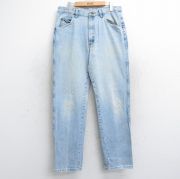 W34★古着 ラングラー Wrangler ジーンズ メンズ 00年代 00s ヒゲ コットン 薄紺 ネイビー デニム 【spe】 25sep11 中古 ボトムス ジーパン Gパン ロング パンツ