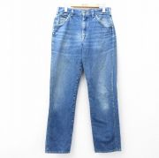 W32★古着 リー Lee ジーンズ メンズ 80年代 80s ヒゲ USA製 タロン 紺 ネイビー デニム 【spe】 25sep17 中古 ボトムス ジーパン Gパン ロング パンツ