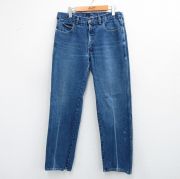 W32★古着 カルバンクライン Calvin Klein ブランド ジーンズ メンズ 90年代 90s ヒゲ コットン USA製 紺 ネイビー デニム 【spe】 25sep18 中古 ボトムス ジーパン Gパン ロング パンツ