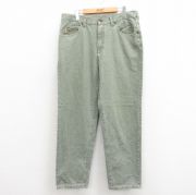 W35★古着 ジーンズ メンズ 90年代 90s コットン USA製 薄緑 グリーン 【spe】 25sep25 中古 ボトムス ジーパン Gパン ロング パンツ