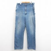 W34★古着 オシュコシュ OSHKOSH ペインター パンツ メンズ 80年代 80s ヒゲ USA製 タロン 紺 ネイビー デニム 【spe】 25sep25 中古 ボトムス ロング