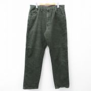 W35★古着 ラングラー Wrangler ジーンズ メンズ 90年代 90s コットン USA製 濃緑 グリーン デニム 【spe】 25sep27 中古 ボトムス ジーパン Gパン ロング パンツ