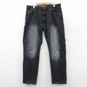 W36★古着 ジーンズ メンズ コットン 黒 ブラック デニム 25sep29 中古 ボトムス ジーパン Gパン ロング パンツ