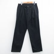 W32★古着 パンツ メンズ コットン 黒 ブラック 25sep29 中古 ボトムス ロング
