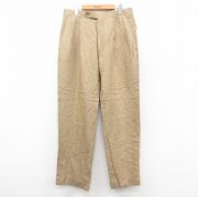 W34★古着 ブルックスブラザーズ BROOKS BROTHERS ブランド スラックス パンツ メンズ 90年代 90s リネン USA製 タロン ベージュ カーキ 【spe】 25sep30 中古 ボトムス ロング
