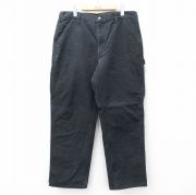 W36★古着 カーハート Carhartt ペインター パンツ メンズ ダック地 コットン 黒 ブラック 内側フランネル 【spe】 25oct01 中古 ボトムス ロング