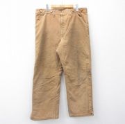 W38★古着 カーハート Carhartt パンツ メンズ 90年代 90s ダック地 コットン USA製 茶系 ブラウン 内側キルティング 【spe】 25oct02 中古 ボトムス ロング