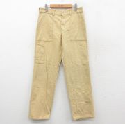 W32★古着 ベイカー パンツ メンズ 80年代 80s ダック地 ベージュ カーキ 【spe】 25oct02 中古 ボトムス ロング