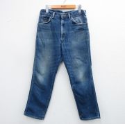 W34★古着 リー Lee ジーンズ メンズ 80年代 80s ヒゲ USA製 紺 ネイビー デニム 【spe】 25oct04 中古 ボトムス ジーパン Gパン ロング パンツ