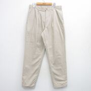 W34★古着 エルエルビーン LLBEAN パンツ メンズ 90年代 90s コットン USA製 ベージュ カーキ 内側フランネル 【spe】 25oct08 中古 ボトムス ロング