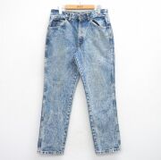 W31★古着 h.i.s ジーンズ メンズ 90年代 90s ケミカルウォッシュ USA製 紺 ネイビー デニム 【spe】 25oct08 中古 ボトムス ジーパン Gパン ロング パンツ