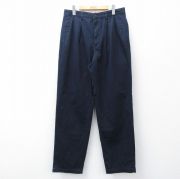 W34★古着 ラルフローレン Ralph Lauren ブランド チノ パンツ チノパン メンズ 90年代 90s ワンポイントロゴ コットン USA製 濃紺 ネイビー 【spe】 25oct14 中古 ボトムス ロング