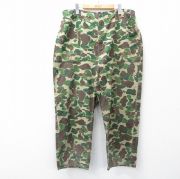 W41★古着 RANGER ハンティング ベイカー パンツ メンズ 80年代 80s ダックハンターカモ 大きいサイズ コットン 緑 グリーン 迷彩 【spe】 25oct14 中古 ボトムス ロング