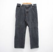 W35★古着 ジーンズ メンズ ダブルニー 黒 ブラック デニム 【spe】 25oct24 中古 ボトムス ジーパン Gパン ロング パンツ