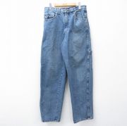 W32★古着 ゲス GUESS ペインター パンツ メンズ 90年代 90s コットン USA製 紺 ネイビー デニム 【spe】 25oct30 中古 ボトムス ロング