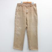 W36★古着 カーハート Carhartt ペインター パンツ メンズ 90年代 90s ワンポイントロゴ ダック地 コットン USA製 ベージュ系 カーキ 【spe】 25nov04 中古 ボトムス ロング