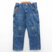 W37★古着 ラングラー ペインター パンツ メンズ ダブルニー コットン 紺 デニム【spe】 26feb07