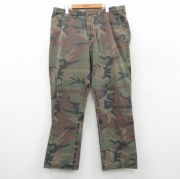 W38★古着 ラルフローレン ブランド ハンティング パンツ メンズ ワンポイントロゴ コットン 緑他 迷彩【spe】 26feb14