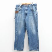 W36★古着 ラングラー ペインター パンツ メンズ ヒゲ コットン 紺 デニム【spe】 26feb28