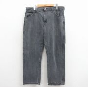 W37★古着 ラスラー ジーンズ メンズ コットン 黒 デニム ストライプ【spe】 26mar17