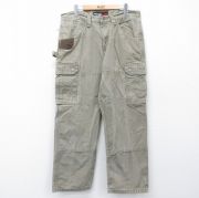 W34★古着 ラングラー ペインター カーゴ パンツ メンズ ダブルニー リップストップ コットン 濃ベージュ【spe】 26mar19