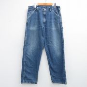 W34★古着 ラングラー ペインター パンツ メンズ 90年代 90s ヒゲ コットン USA製 紺 デニム【spe】 26mar23