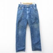 W31★古着 エルエルビーン ジーンズ メンズ 80年代 80s コットン USA製 タロン 紺 デニム 内側フランネル【spe】 26mar23