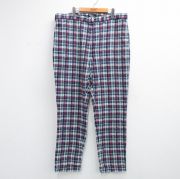 W40★古着 ラルフローレン ブランド パンツ メンズ 90年代 90s シアサッカー 大きいサイズ コットン USA製 濃紺他 チェック【spe】 26apr08