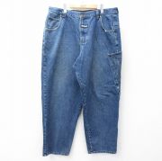 W40★古着 BOSS ジーンズ メンズ 90年代 90s ビッグロゴ 刺繍 紺 デニム【spe】 26apr13