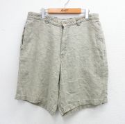 W35★古着 ギャップ GAP ショート パンツ ショーツ メンズ 00年代 00s 総柄 リネン ベージュ他 カーキ 【spe】 25aug02 中古 ボトムス 短パン ショーパン ハーフ