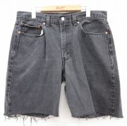 W36★古着 リーバイス Levis 550 ショート パンツ ショーツ メンズ コットン 黒 ブラック デニム 【spe】 25aug05 中古 ボトムス 短パン ショーパン ハーフ