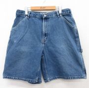 W36★古着 ショート ペインター パンツ ショーツ メンズ 00年代 00s コットン 紺 ネイビー デニム 【spe】 25aug05 中古 ボトムス 短パン ショーパン