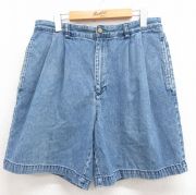 W32★古着 トミーヒルフィガー TOMMY HILFIGER ブランド ショート パンツ ショーツ メンズ 90年代 90s ワンポイントロゴ コットン 紺 ネイビー デニム 【spe】 25aug06 中古 ボトムス 短パン ショーパン ハーフ