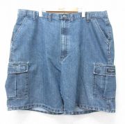 W44★古着 ラングラー Wrangler ショート カーゴ パンツ ショーツ メンズ 大きいサイズ 紺 ネイビー デニム 【spe】 25aug28 中古 ボトムス 短パン ショーパン