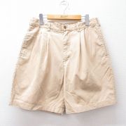 W34★古着 ラルフローレン Ralph Lauren チャップス ブランド ショート チノ パンツ ショーツ チノパン メンズ 80年代 80s コットン ベージュ系 カーキ 【spe】 25sep02 中古 ボトムス 短パン ショーパン